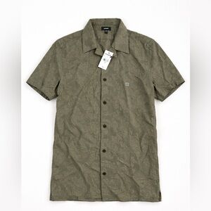 Express Textured  Button-Up Shirt Olive Green XS NWT